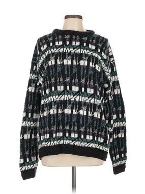 VTG Expressions International Abstract Pattern Striped Sweater 3D Coogi Style L